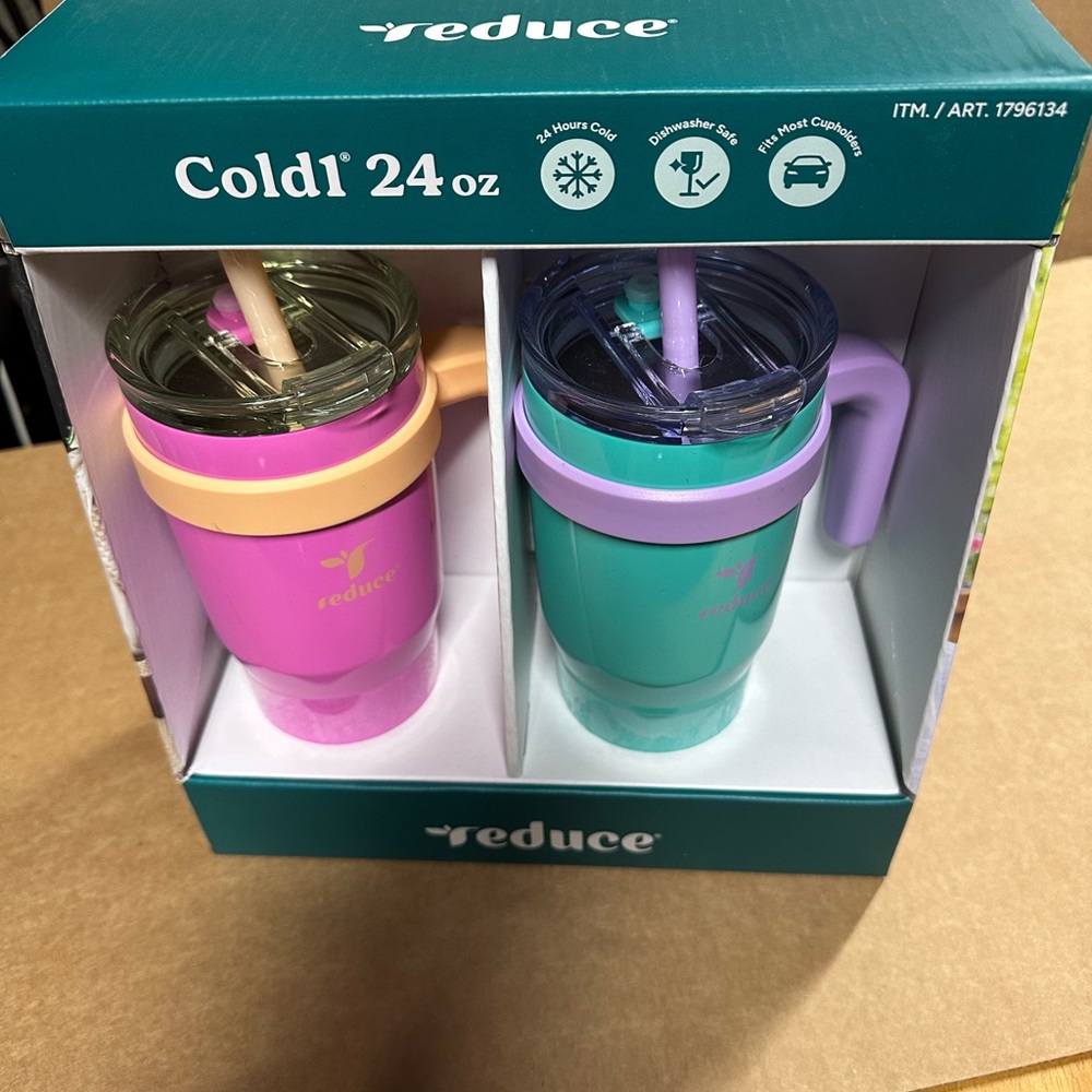 Reduce Cold1 24 oz Insulated Tumblers - Pink and Teal